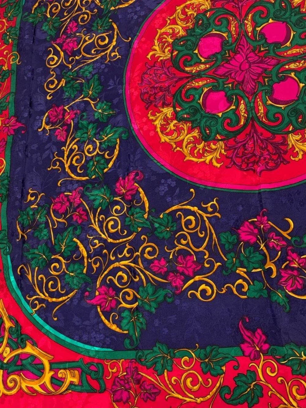 Christian Dior Vintage Silk Scarf - Oversized 35x35 Medallion Design